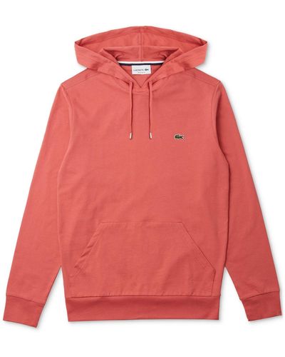 Lacoste Hoodie Jersey Long Sleeve Tee Shirt - Red