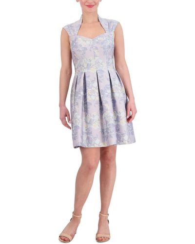 Vince Camuto Floral-jacquard Sweetheart-neck Fit & Flare Dress - White
