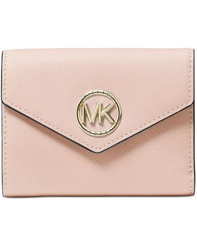 Michael Kors Michael Greenwich Leather Envelope Trifold Wallet - Pink