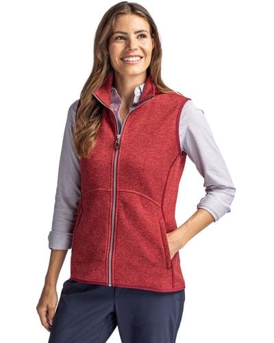 Cutter & Buck Plus Size Mainsail Sweater Knit Full Zip Vest - Red