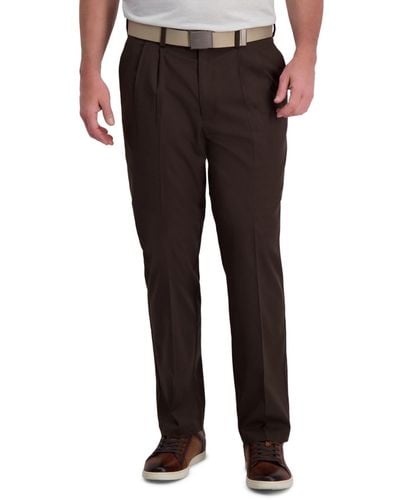 Haggar Cool Right Performance Flex Classic Fit Pleat Front Pant - Brown