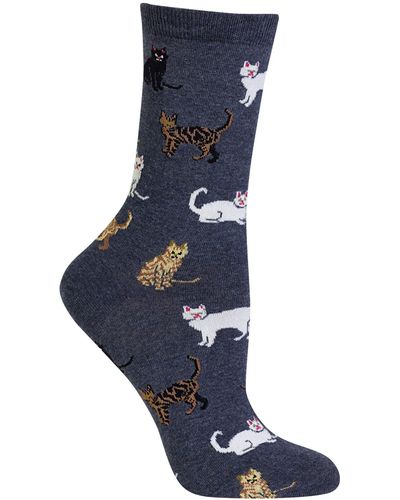 Hot Sox Cats Fashion Crew Socks - Blue