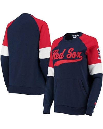 Starter Navy And Red Boston Red Sox Playmaker Raglan Pullover Sweatshirt - Blue