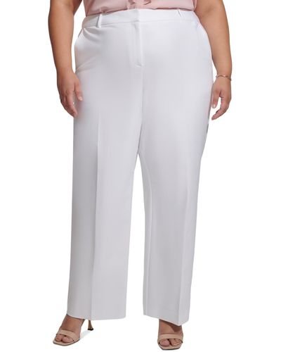 Calvin Klein Plus Size Mid-rise Belted Wide-leg Pants - White