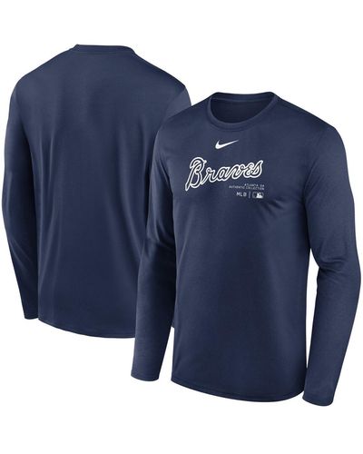 Nike Navy Atlanta Braves Authentic Collection Practice Performance Long Sleeve T-shirt - Blue