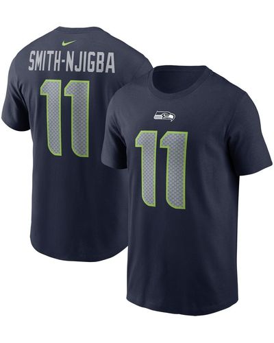 Nike Jaxon Smith-njigba Seattle Seahawks 2023 Nfl Draft First Round Pick Player Name And Number T-shirt - Blue