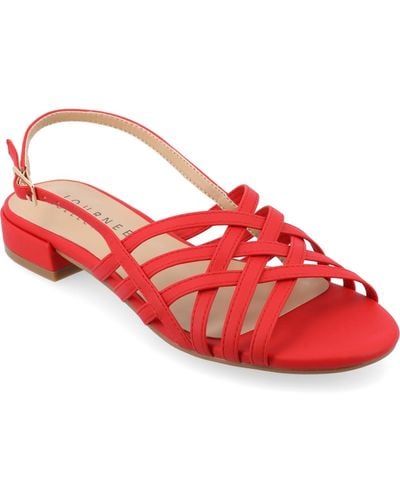 Journee Collection Cassandra Woven Slingback Flat Sandals - Red