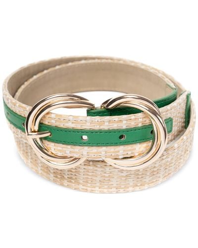 Style & Co. Mixed-media Double-buckle Belt - Green