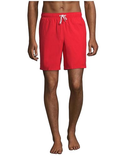Lands' End 8" Solid Volley Swim Trunks - Red