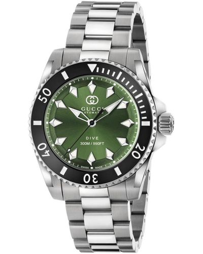 Gucci Swiss Automatic G-timeless Stainless Steel Bracelet Watch 40mm - Green