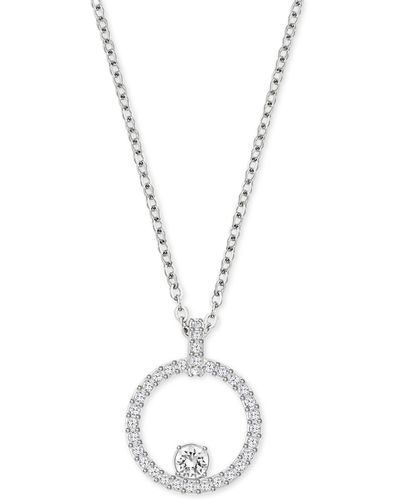 Swarovski Pave Circle Crystal Pendant Necklace - Metallic