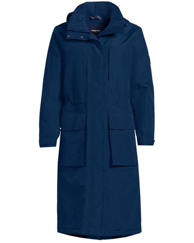 Lands' End Plus Size Squall Waterproof Insulated Winter Stadium Maxi Coat - Blue