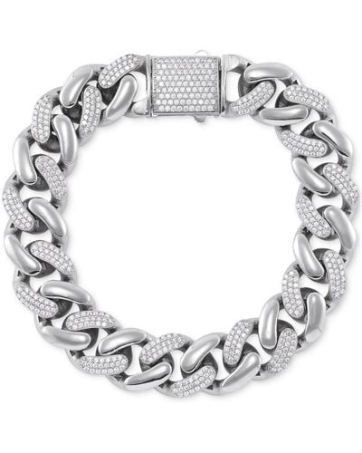 Macy's Cubic Zirconia Pave Curb Link Chain Bracelet - Metallic