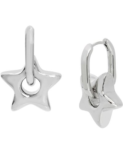 Steve Madden Puffy Star Charm huggie Earrings - Metallic
