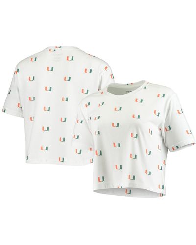 Boxercraft Miami Hurricanes Cropped Allover Print T-shirt - White