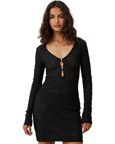 Cotton On Keyhole Lace Mini Dress - Black
