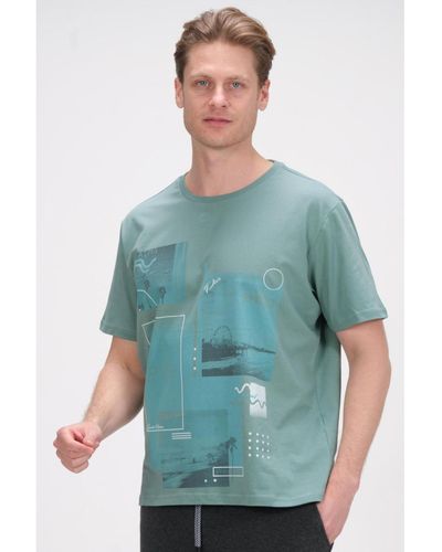 Ron Tomson Modern Print Fitted Cali T-shirt - Green