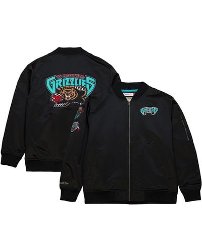Mitchell & Ness Distressed Vancouver Grizzlies Hardwood Classics Vintage-like Logo Full-zip Bomber Jacket - Black