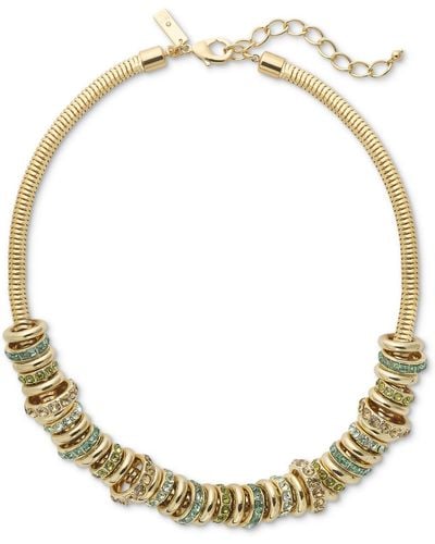 INC International Concepts Gold-tone Crystal Ring Stacked Necklace - Metallic