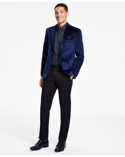 Alfani Slim-fit Solid Velvet Sport Coats - Blue