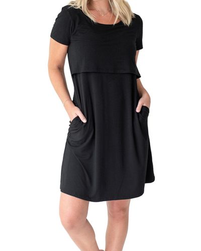 Kindred Bravely Eleanora Maternity & Nursing Lounge Dress - Black