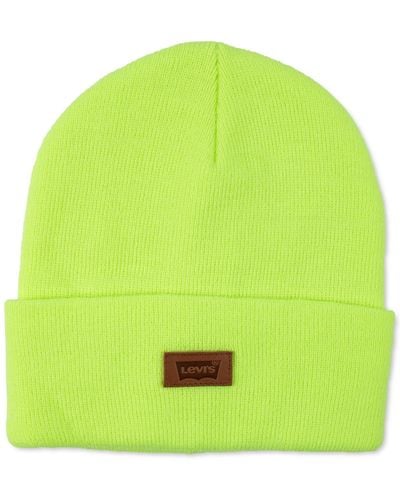 Levi's All Season Comfy Leather Logo Patch Hero Beanie - Green