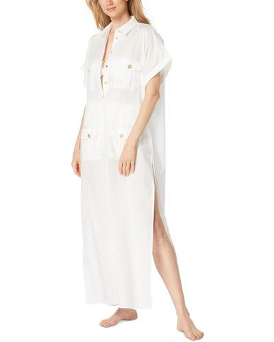 Michael Kors Michael Cotton High-slit Utility Cover-up Dress - White