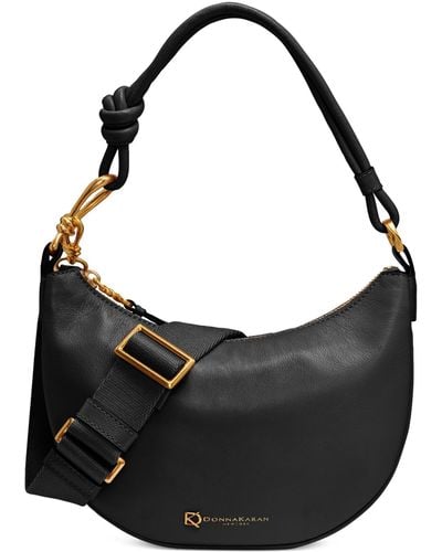 Donna Karan Roslyn Small Leather Hobo Bag - Black