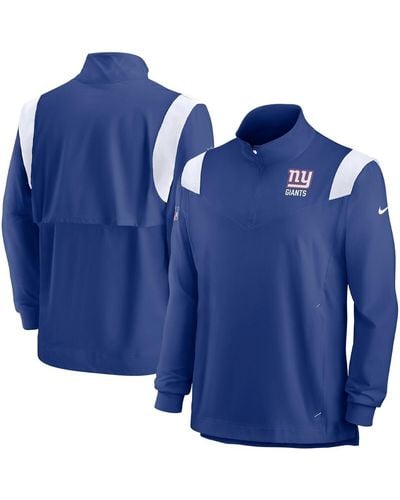 Nike New York Giants Sideline Coach Chevron Lockup Quarter-zip Long Sleeve Top - Blue