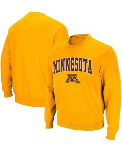 Colosseum Athletics Minnesota En Gophers Arch & Logo Crew Neck Sweatshirt - Yellow