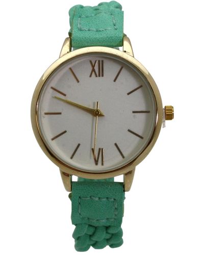Olivia Pratt Soft Leather Braided Watch - Green