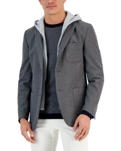 Vince Camuto Slim-fit Stretch Hooded Sport Coat - Gray