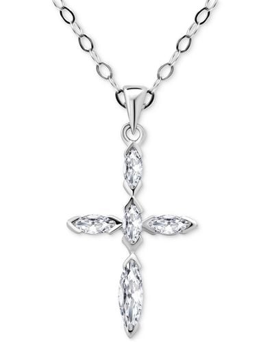 Giani Bernini Cubic Zirconia Marquise Cross Pendant Necklace - Metallic