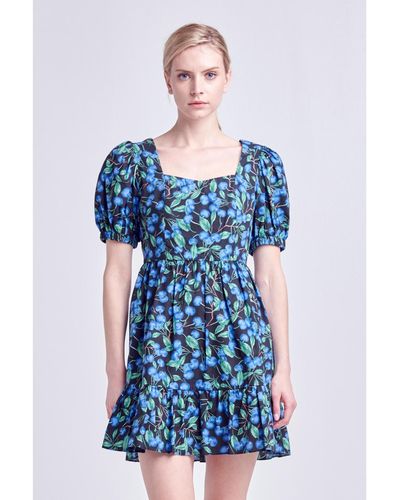 English Factory Blueberry Print Mini Dress