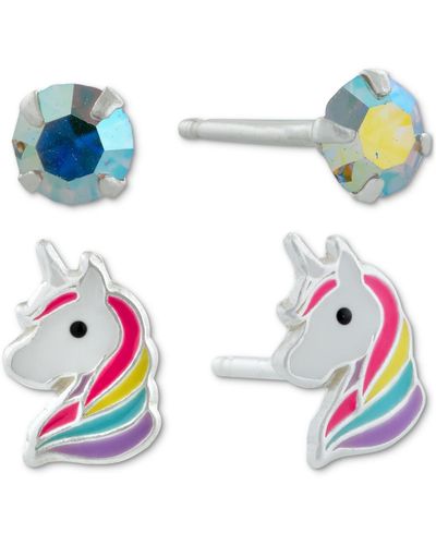 Giani Bernini 2-pc. Set Crystal & Enamel Unicorn Stud Earrings - Multicolor
