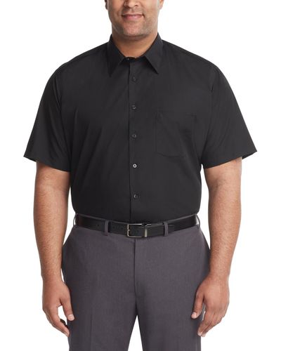 Van Heusen Big & Tall Poplin Short Sleeve Dress Shirt - Black