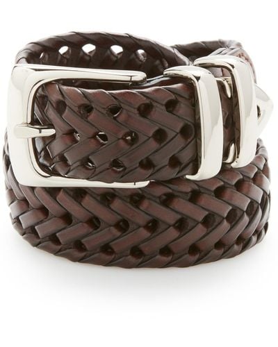 Perry Ellis Leather Big And Tall Braided Belt - Brown