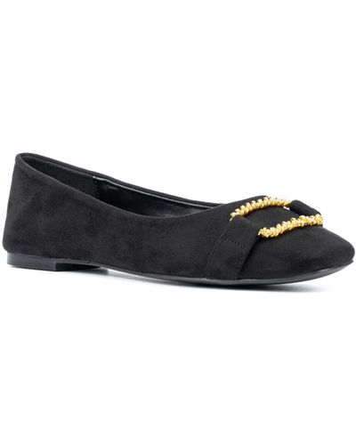 New York & Company Niara- Flats With Gold Hardware Accent - Black
