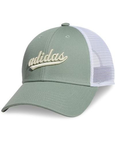 adidas Embroidered Logo Mesh Trucker Hat - Green