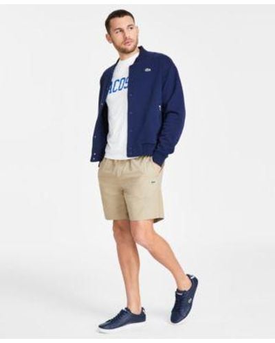 Lacoste Varsity Jacket Logo Crewnck T Shirt Shorts - Blue