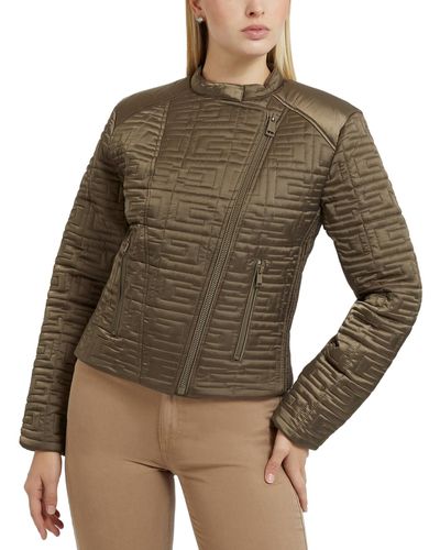 Guess Marine Quilted Asymmetrical Jacket - Brown