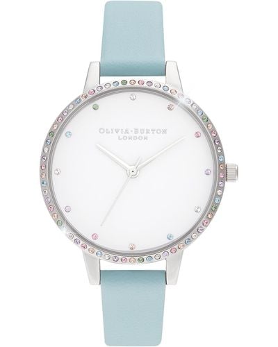 Olivia Burton Rainbow Leather Strap Watch 34mm - Multicolor