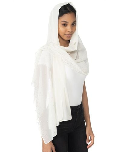 INC International Concepts Embellished Wrap Scarf - White