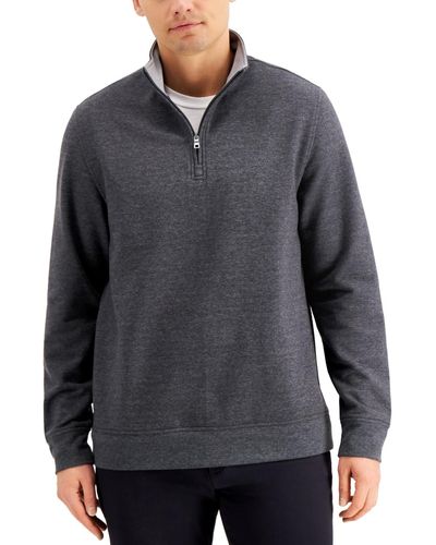 Club Room Stretch Quarter-zip Fleece Sweatshirt - Gray