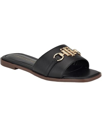 Tommy Hilfiger Pipper Ornamented Slide Sandals - Black
