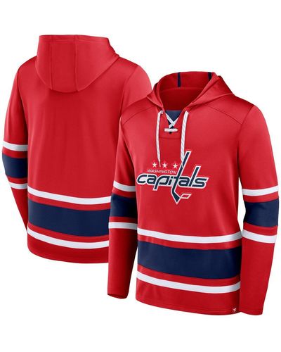 Fanatics Washington Capitals Puck Deep Lace-up Pullover Hoodie - Red