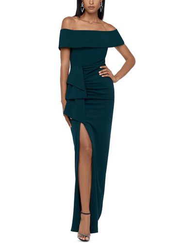 Xscape Petite Off-the-shoulder Draped Gown - Green
