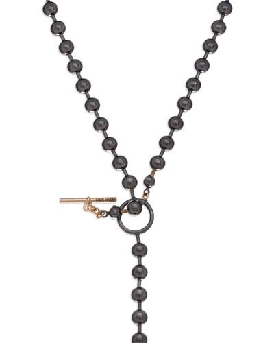 Steve Madden Ball Chain Y Necklace - Metallic