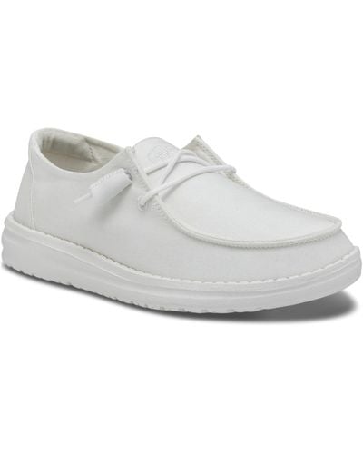 Hey Dude Wendy Slub Canvas Casual Moccasin Sneakers From Finish Line - White