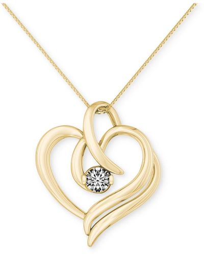 Sirena Diamond Open Heart 18" Pendant Necklace (1/8 Ct. T.w. - Metallic